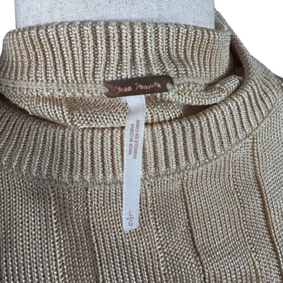 Free People Next Level Tunic in Marzipan Champagne Gold Oversized Sweater (SZ L) - Picture 10 of 16